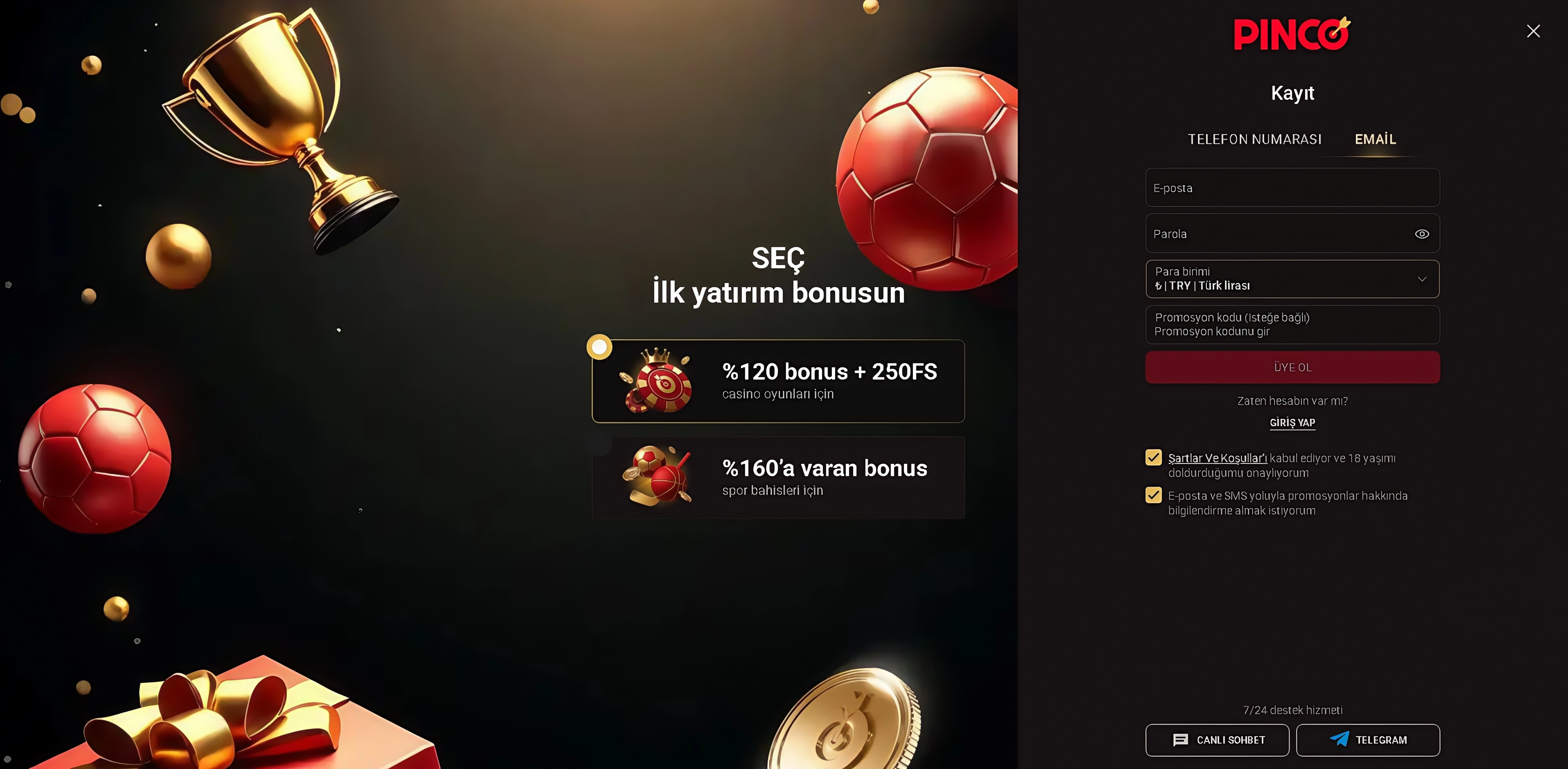 Pinco Casino giriş adımları
